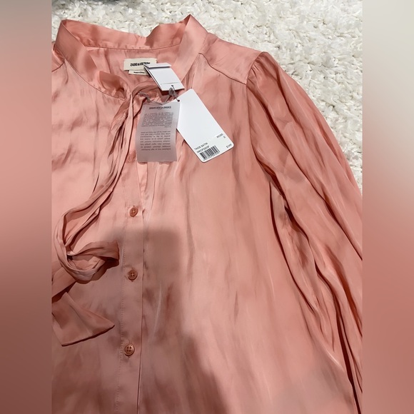 NWT Zadig & Voltaire Taos Tie Neck Satin Blouse - Picture 7 of 7